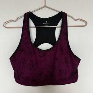 Athleta Floral Garden Double Dare Bra California Plum Sz XL Workout Gym Athletic